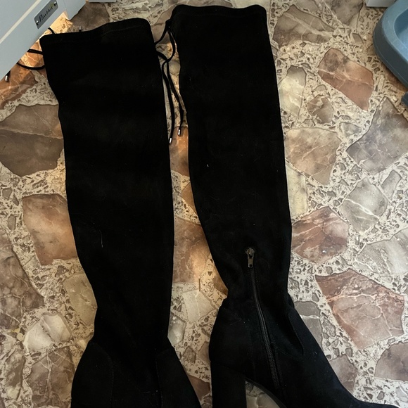 BP from Nordstrom Black Over the Knee Boots with ties to leg at the top - Picture 3 of 3
